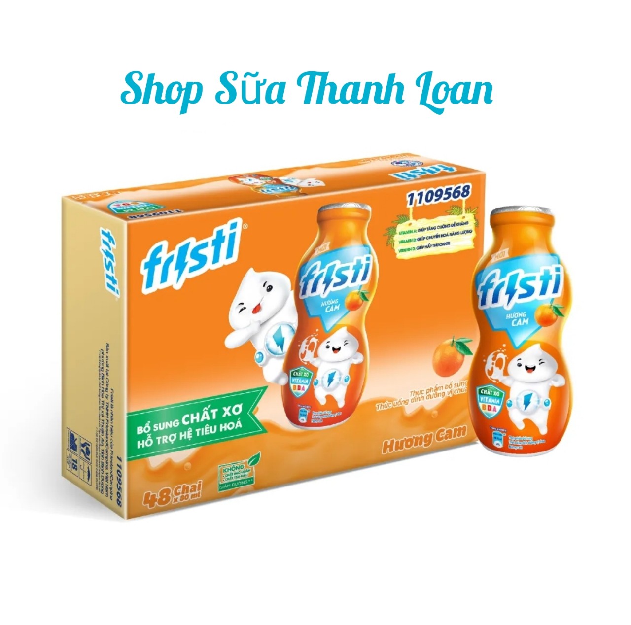HSD Ngày 26-T11-2023 Thùng 48 Chai Sữa Chua Uống Fristi Hương Cam 80ml.