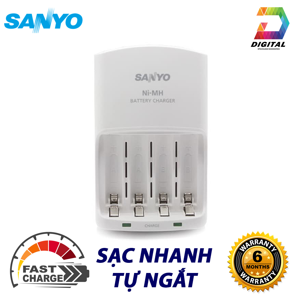 Bộ Sạc Pin AA, AAA Sanyo Eneloop Sạc Nhanh Tự Ngắt Sạc