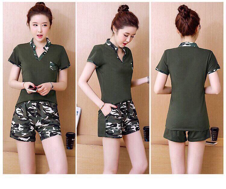 Bộ quần áo thể thao nữ short lính