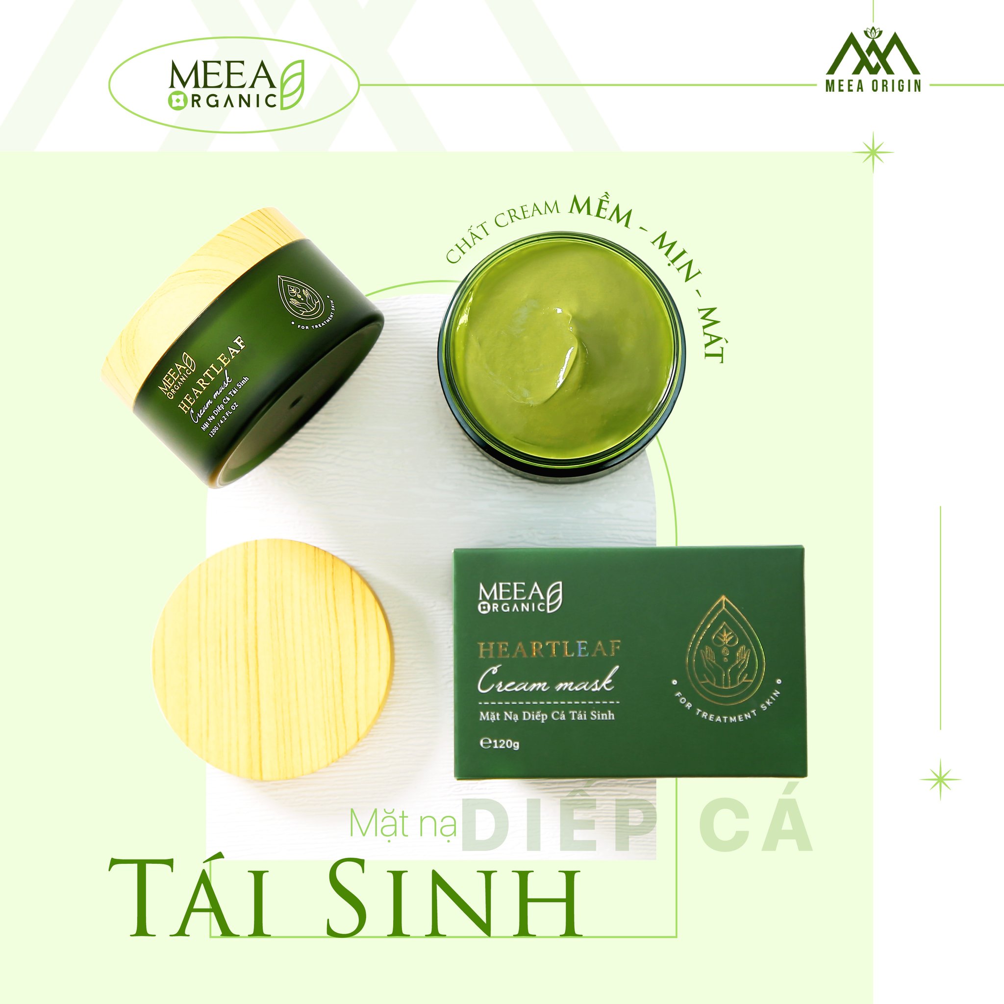Mặt nạ diếp cá tái sinh da meea organic heartleaf cream mask 120g - 8938534672085