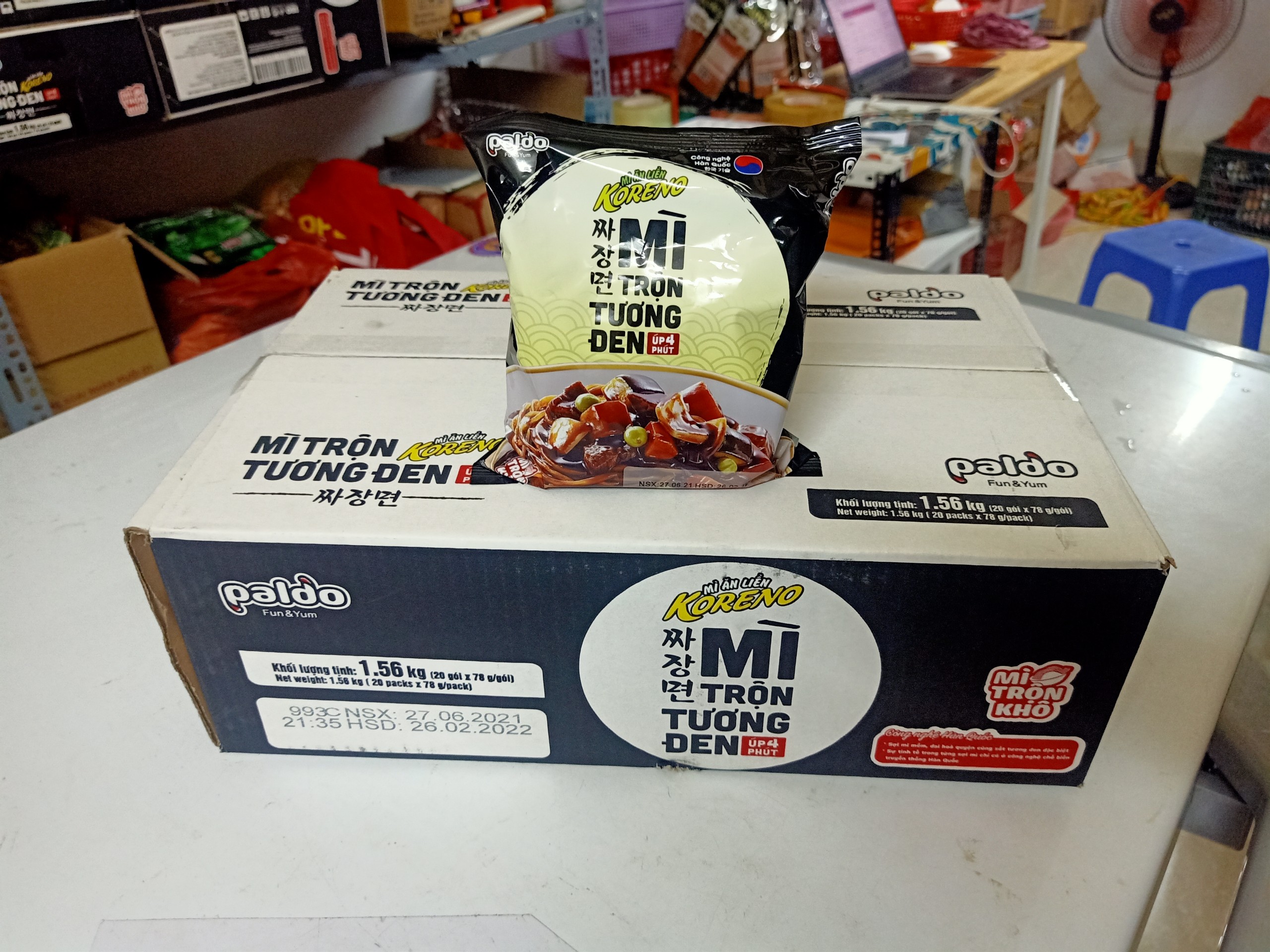 Thùng 20 gói Mì trộn tương đen Hàn Quốc ÚP 4 PHÚT 78G/Gói - Sản phẩm Paldo Việt Nam