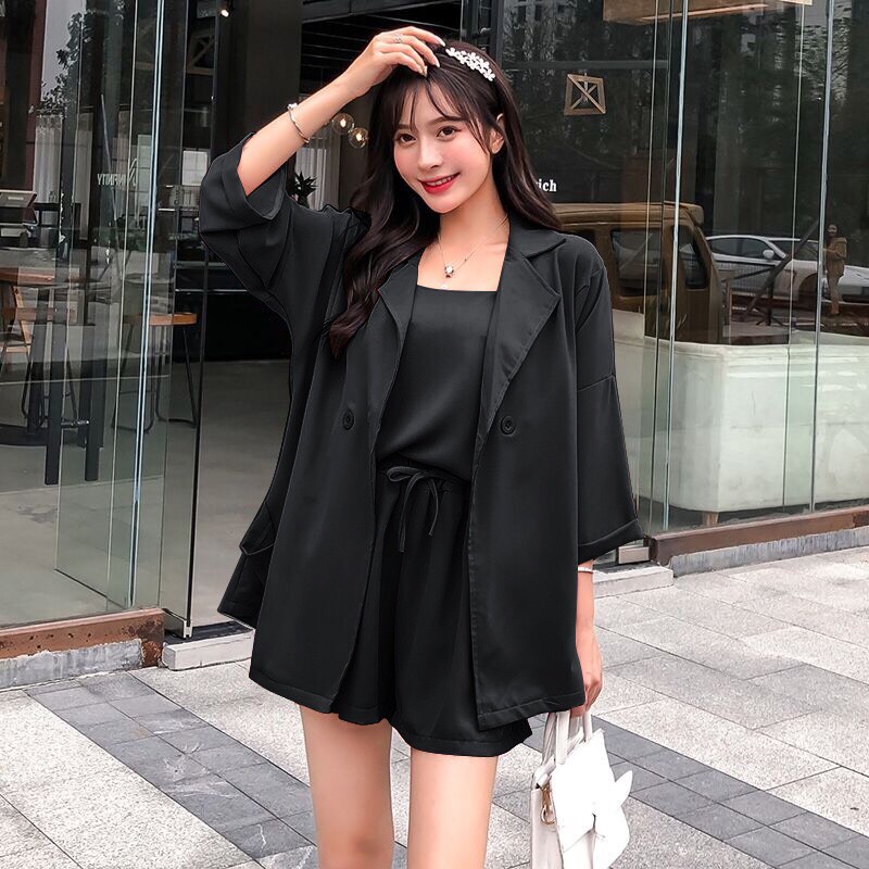 [HCM]Set bộ vest đùi nữ 3 món thời trang hàn quốc Chất kate thoáng mátkhông nhănkhông phai màu