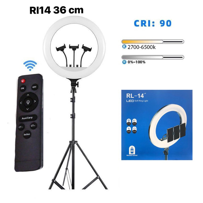 Đèn led live stream rl-14 36 cm kèm giá 2 mét. hd design