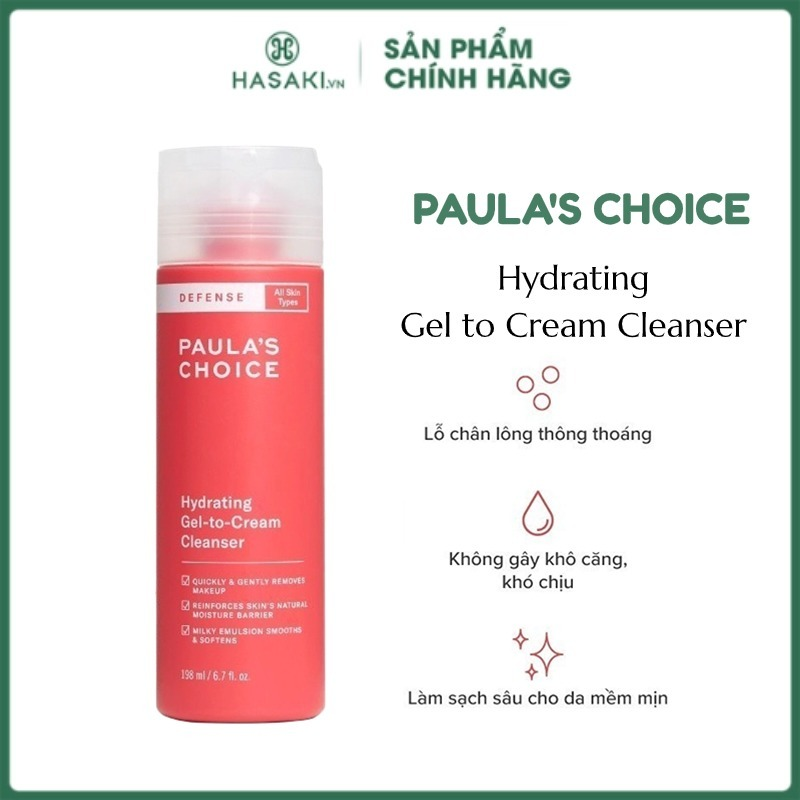 Sữa rửa mặt ngăn ngừa tác hại từ môi trường Paula’s Choice Defense Hydrating Gel to Cream Cleanser 198ml