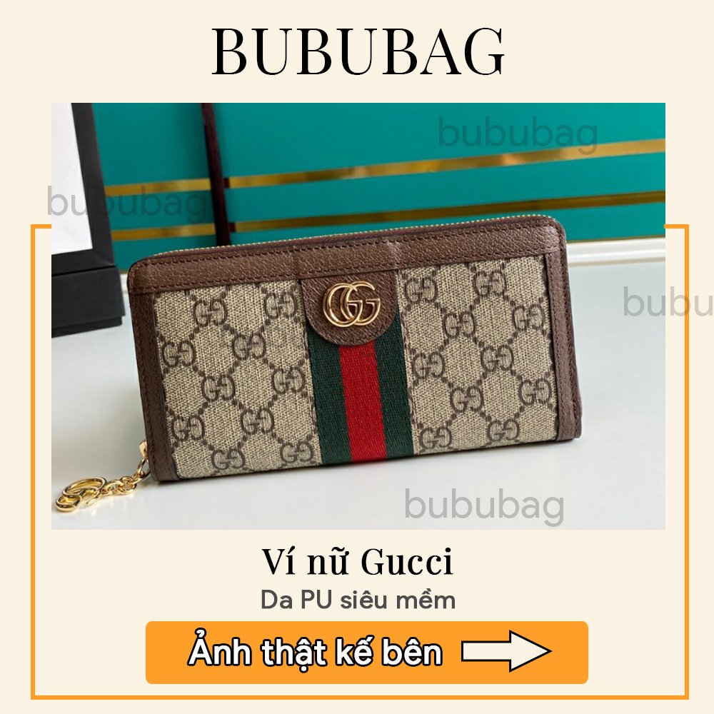 Ví dài nữ, ví nữ cầm tay Gucci sang chảnh phối xanh đỏ BUBUBAG