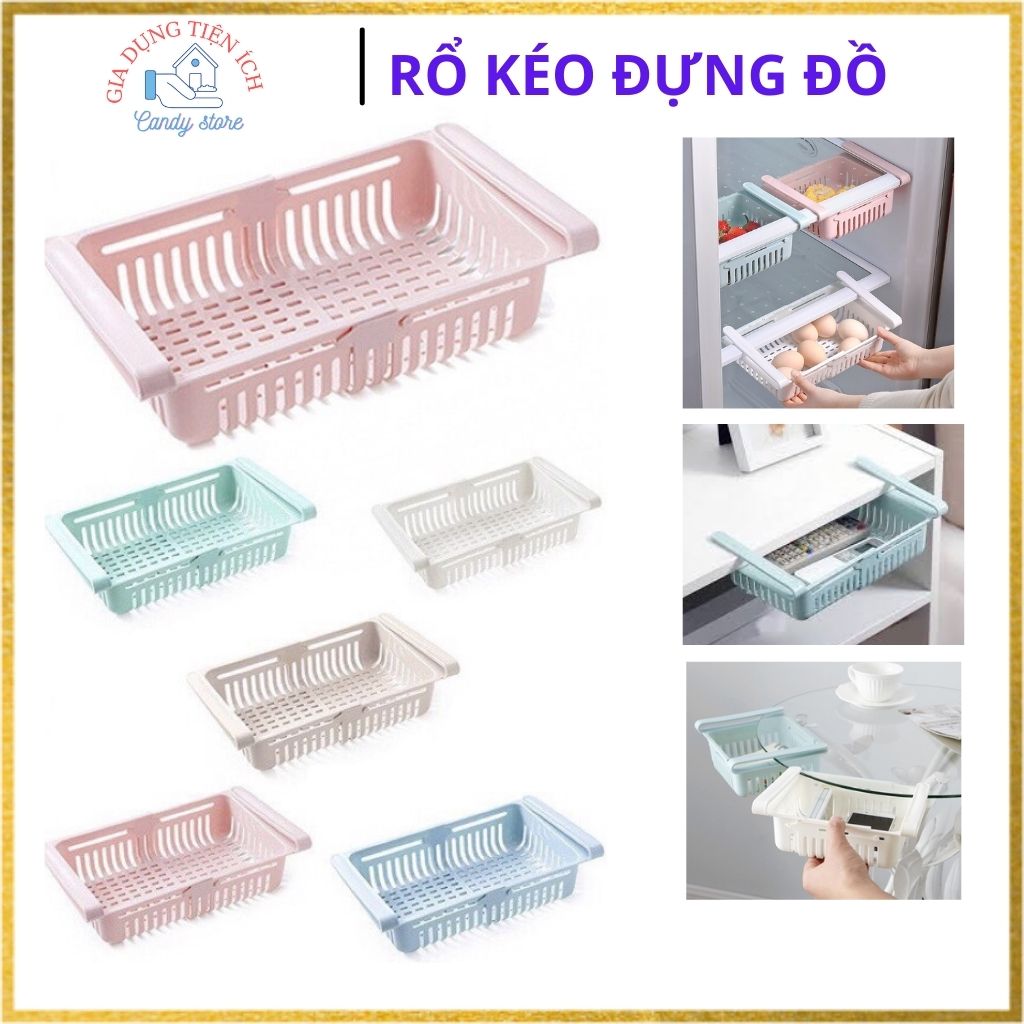 Rổ Đựng Đồ Cài Tủ Lạnh Co Dãn, Khay Đựng Đồ Đa Năng Để Tủ Lạnh Tiết Kiệm Không Gian