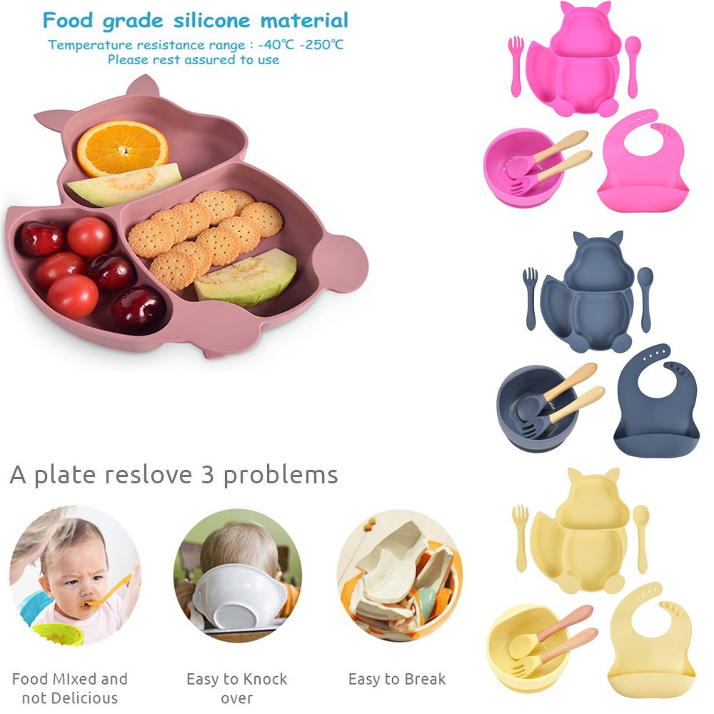 Tingle trẻ em thứ trẻ em trẻ em không BPA đĩa cho ăn Bộ đồ ăn bé chén