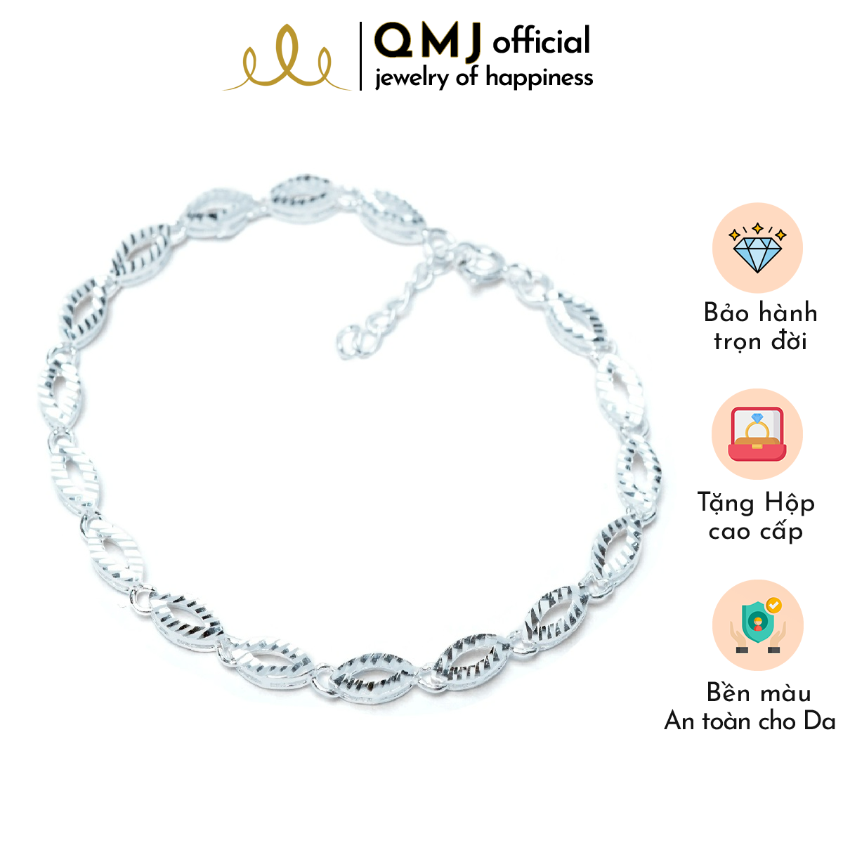 QMJ Lắc tay trơn hạt thóc  , vòng tay thời trang nữ sang xịn ,gia công vô cùng tỉ mỉ, tạo nên một sản phẩm hoàn hảo ,  thích hợp với cô nàng thích sự độc  và lạ trang sức thời trang nữ đẹp - QLL300