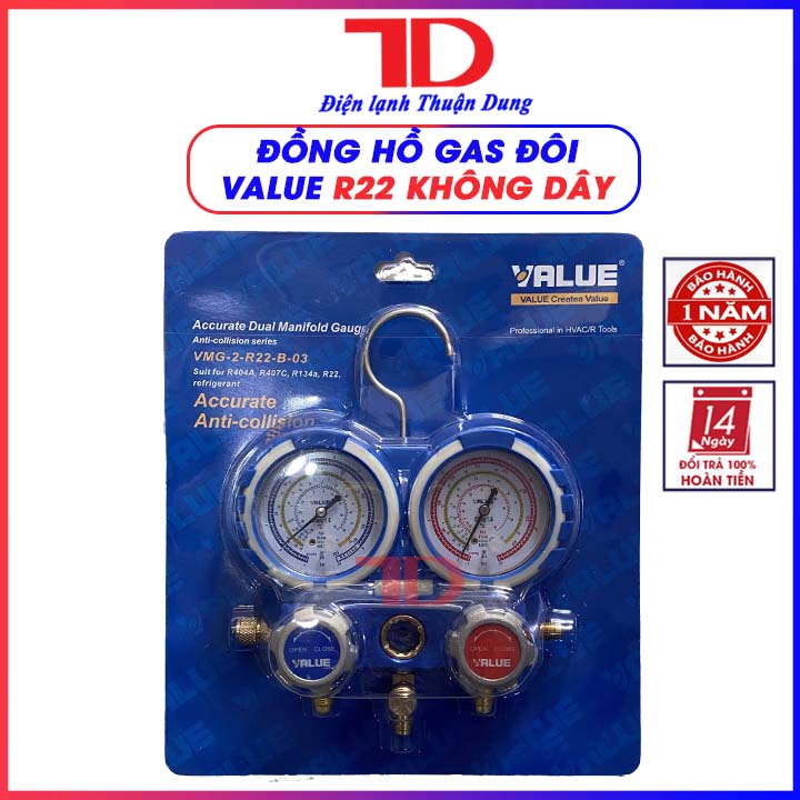 Đồng hồ gas đôi không dây value r22 - điện lạnh thuận dung