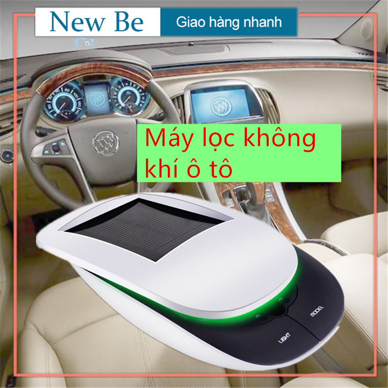 【New Be】Máy lọc không khí ô tô màu đen, khử mùi, lọc không khí, trong xe hơi chống say xe, chạy bằng năng lượng mặt trời, xông tinh dầu, tự động chuyển đổi