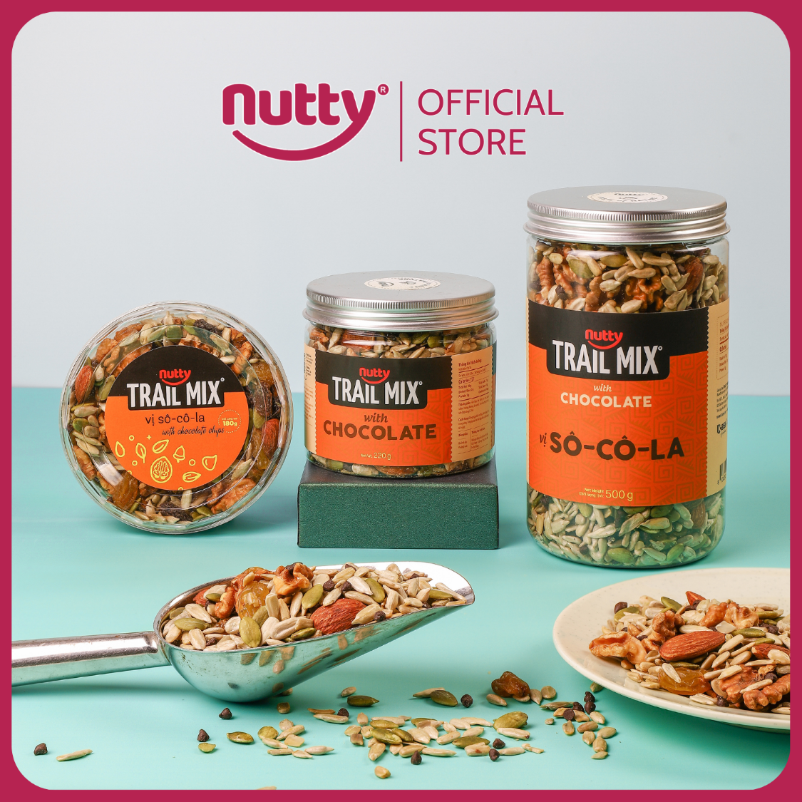 Nutty Trailmix with chocolate - Box 220g 350g 550g