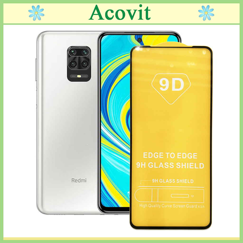 " Kính cường lực 9D Xiaomi Redmi Note 9S " _ FULL Màn Hình _ Độ Cứng 9H _ Anh thật Sản Phẩm _ ( Tặng kèm bộ giấy lau Màn hình) Acovit"