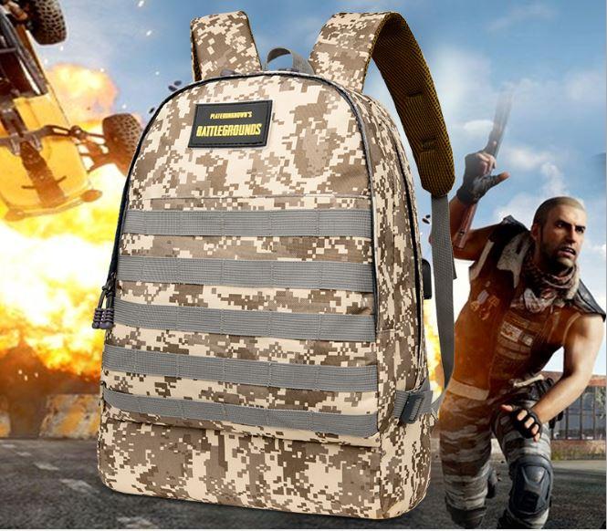 Balo 3 pubg size chuẩn logo dán - tích hợp cổng sạc hiện đại tặng móc khóa pubg