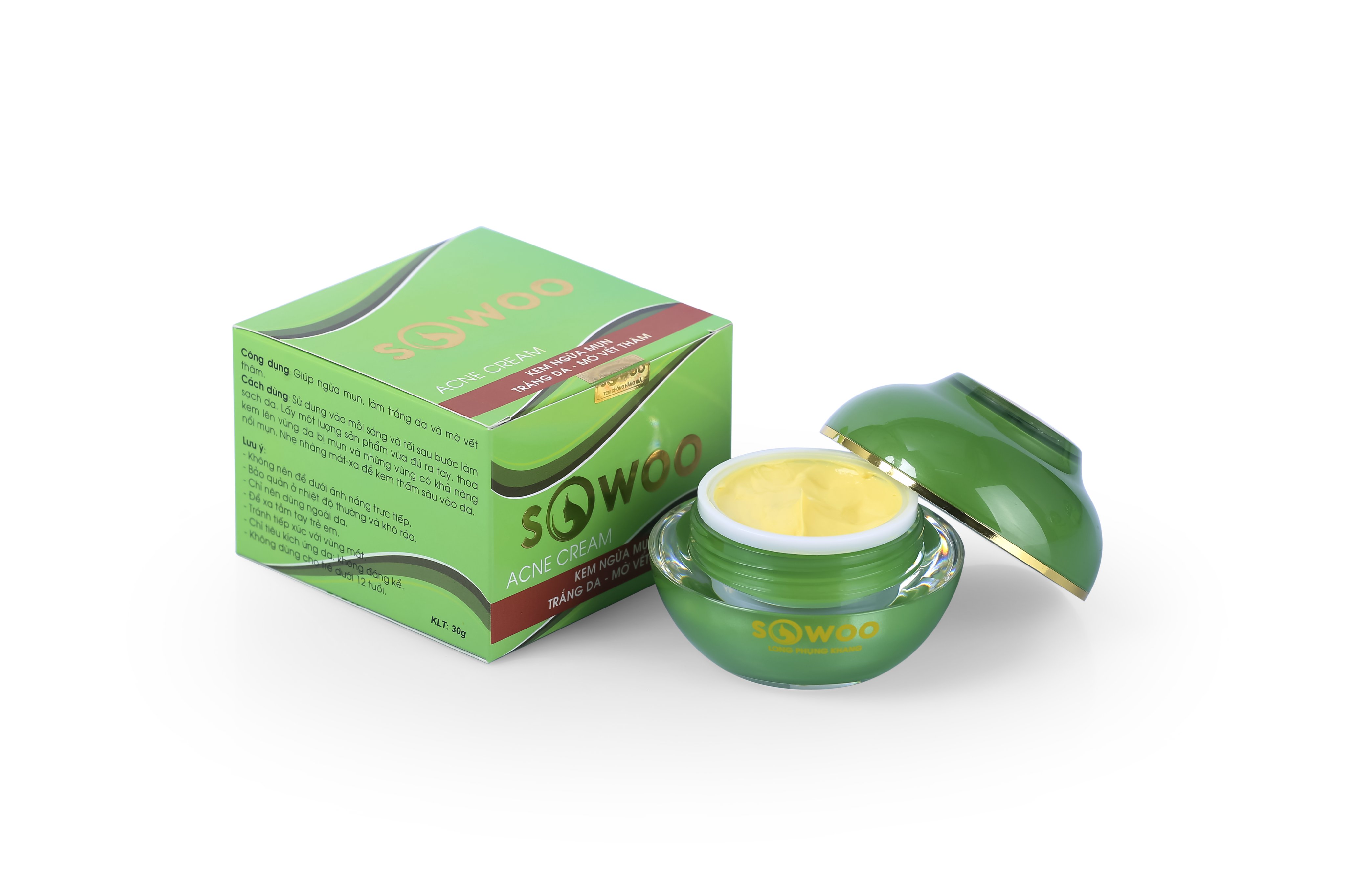 Kem ngừa mụn trắng da mờ vết thâm -sowoo-30gram