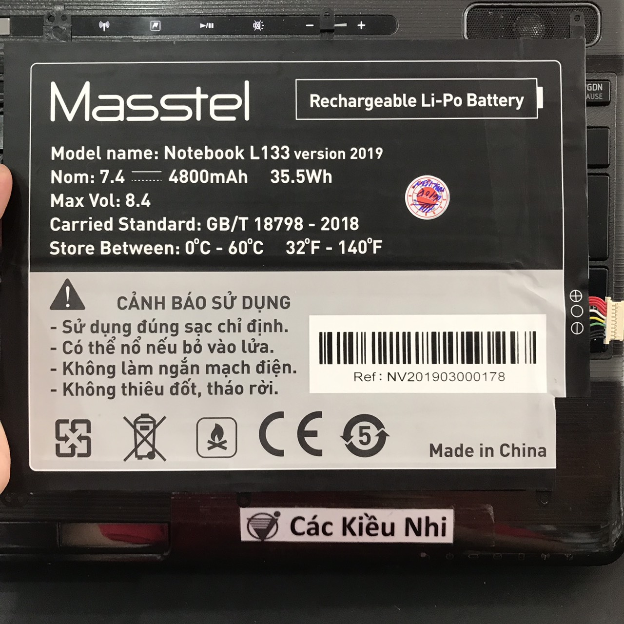 Pin masstel l133 2019 | 4800mah 7.4v 35.5wh | notebook lap top zin chính hãng