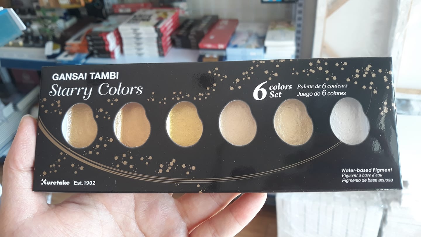 Bộ màu nước dạng nhũ, Starry colors, Gansai Tambi, 6 màu