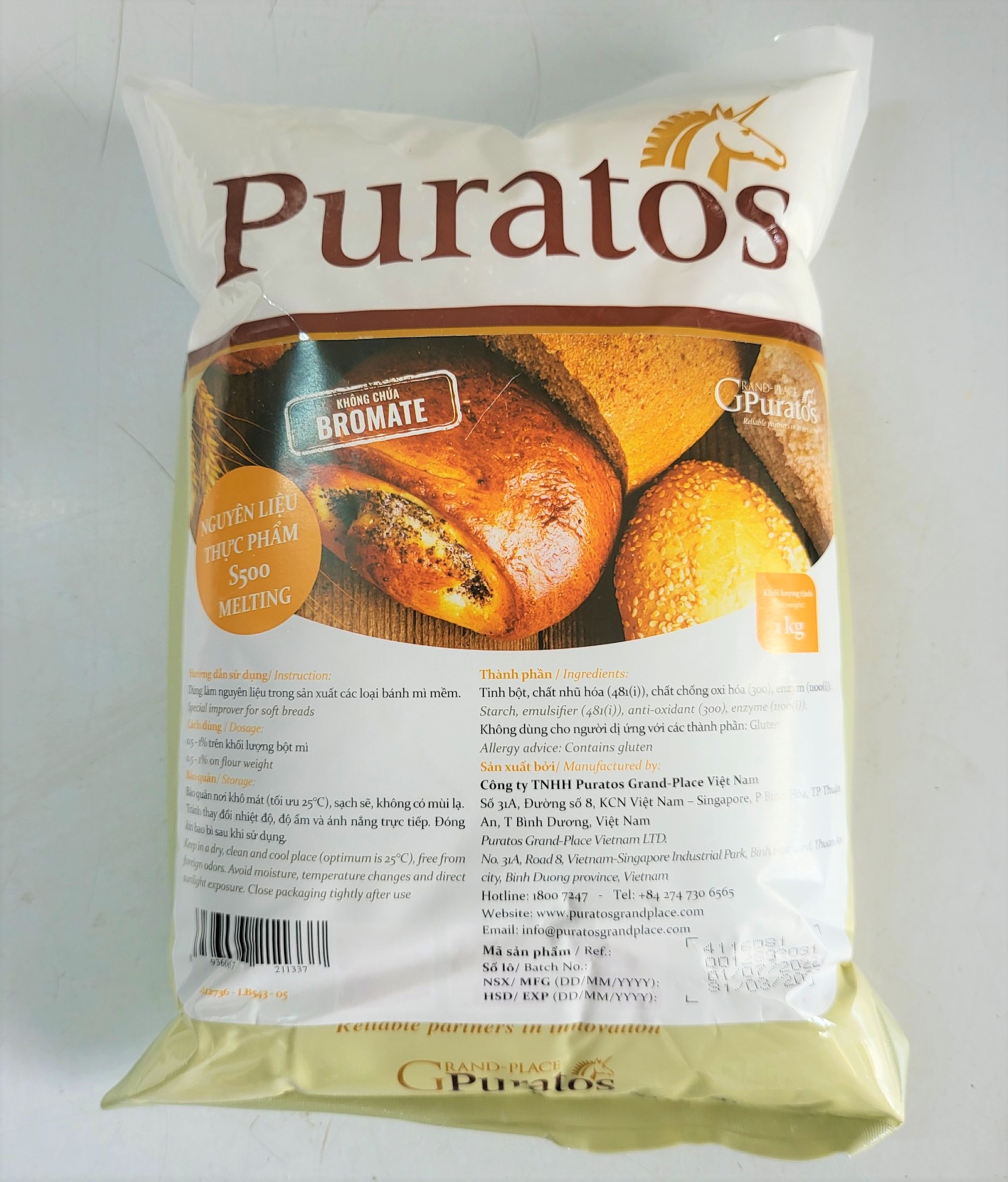 [Túi 1 Kg – MELTING] PHỤ GIA BÁNH MÌ MỀM [VN] PURATOS S500 Melting Special improver for soft bread (prt-hk5)