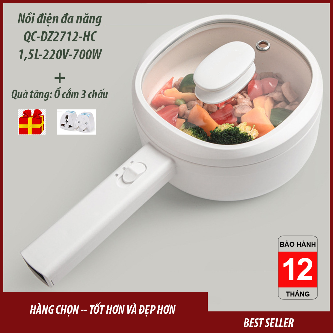 Nồi điện đa năng qc-dz2712-hc 1,5l chống dính