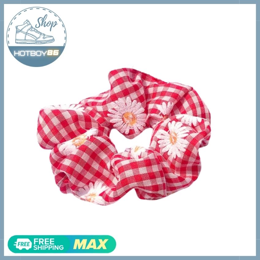 Buộc tóc Scrunchies ,dây cột tóc vải caro siêu dễ thương, dây cột tóc caro thời trang 6 màu - CTCR01 - Hotboy 86