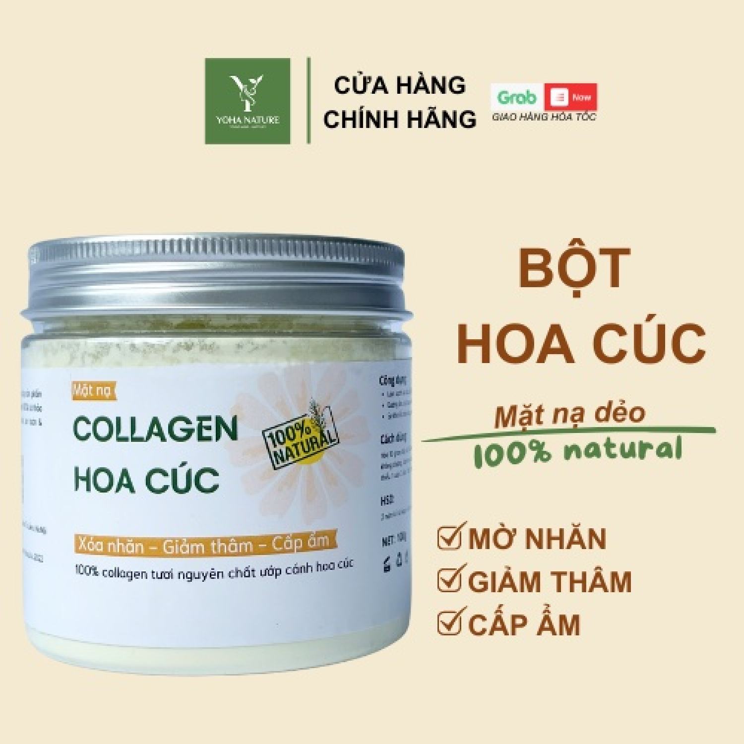 Bột Mặt nạ dẻo Hoa Cúc đắp mặt-Rửa mặt-Giúp tẩy da chết, Dưỡng trắng Yoha