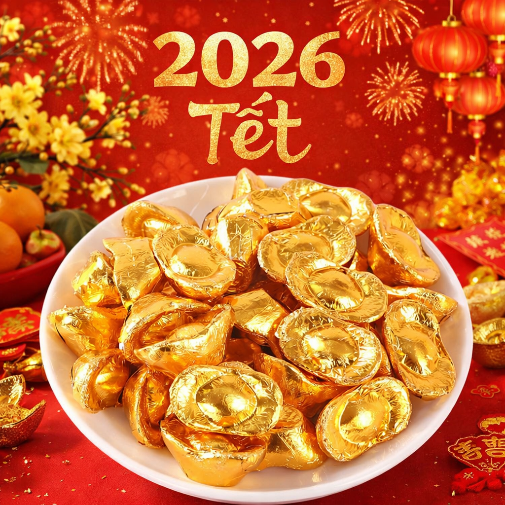 ( hàng ngon) 200g socola thỏi vàng hàng loại 1, kẹo tết dành cho trẻ em
