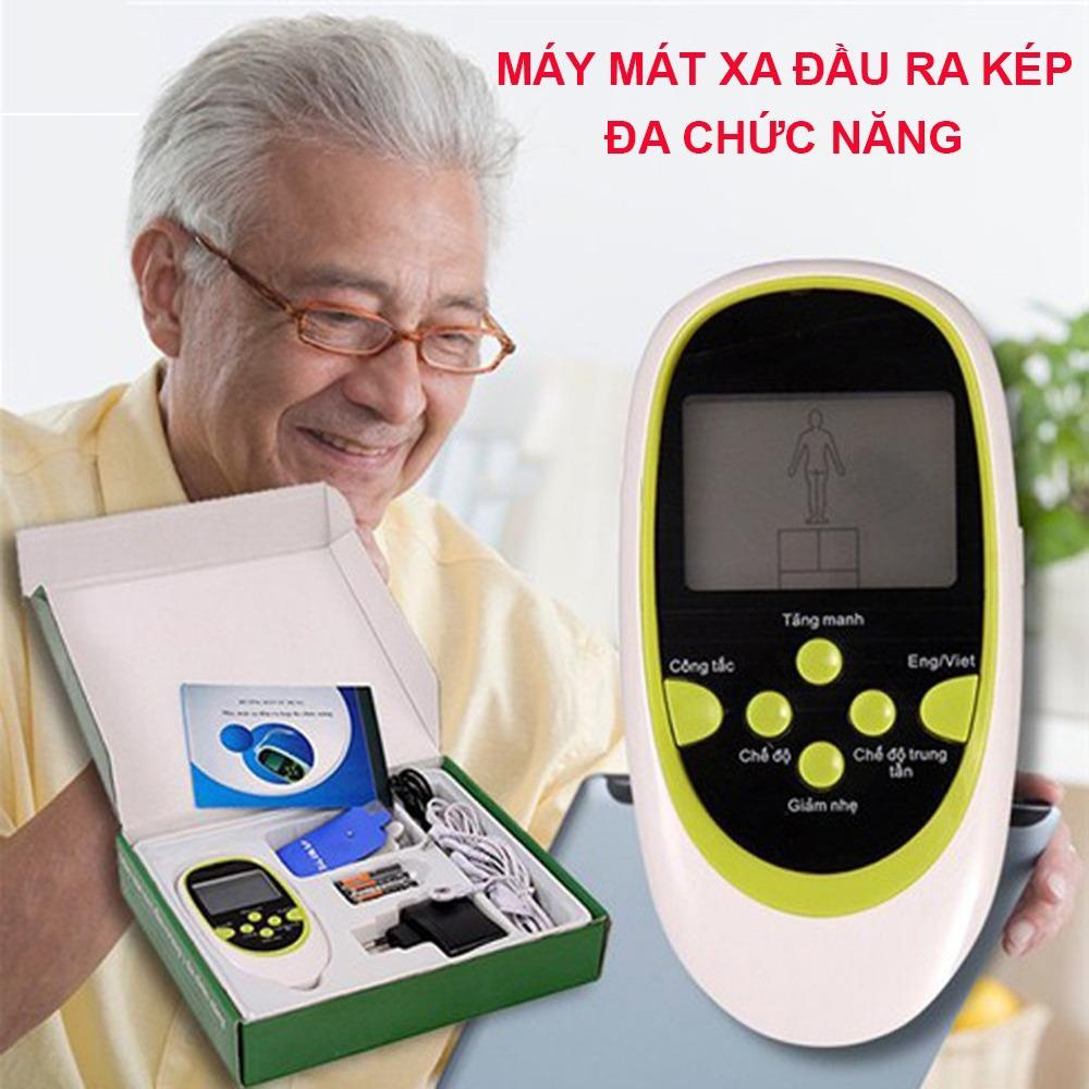 Máy masage xung điện, Mieng dan matxa Chọn ngay Máy mát xa xung điện đầu bra kép 8 miếng dán đa chức năng: mát xa, châm cứu, bấm huyệt, đấm bóp…
