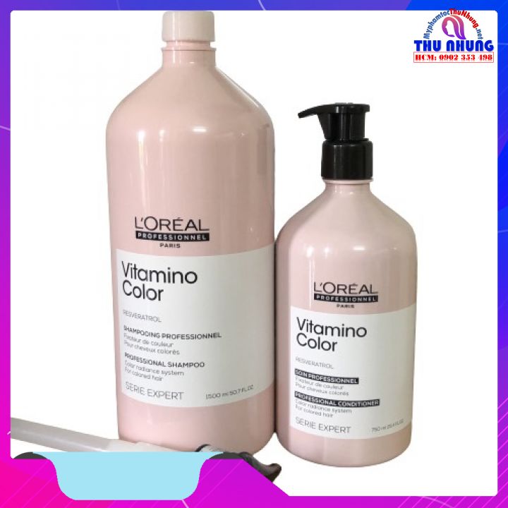 [LOREAL CHÍNH HÃNG] BỘ DẦU GỘI, XẢ L'OREAL VITAMINO COLOR RESVERATROL 2021 GIỮ MÀU TÓC NHUỘM 1500ML+750ML