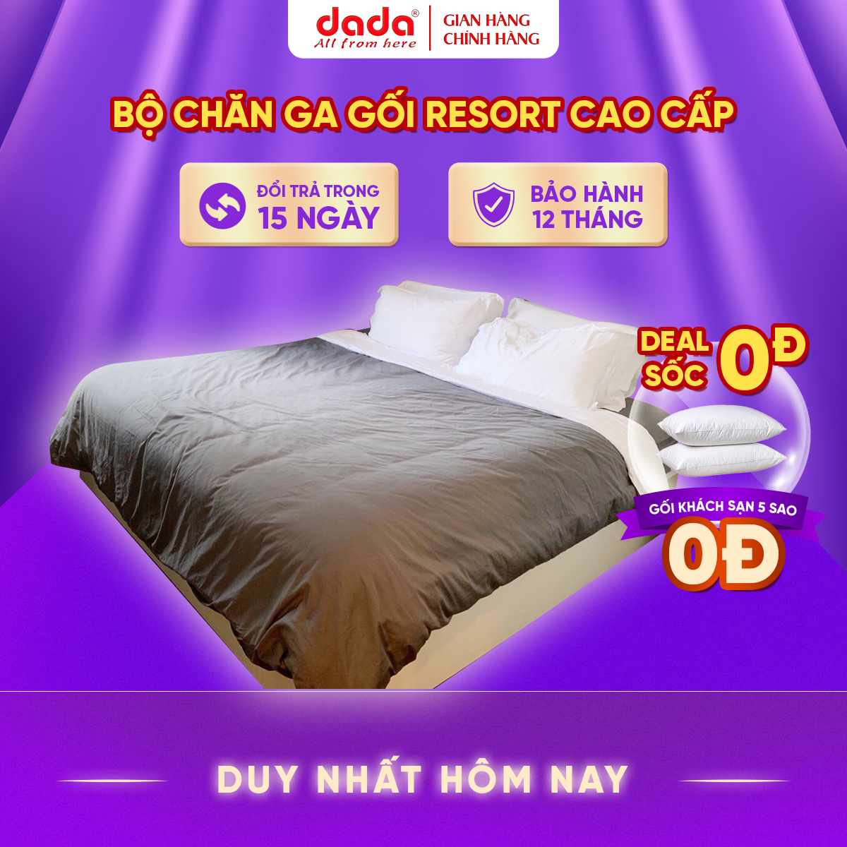 Bộ Chăn Ga Gối 7 Món Tiêu Chuẩn Resort 5 Sao DADA - Chất Liệu Vải Lụa Satin Mềm Mịn Mát Sang Trọng - Full Size