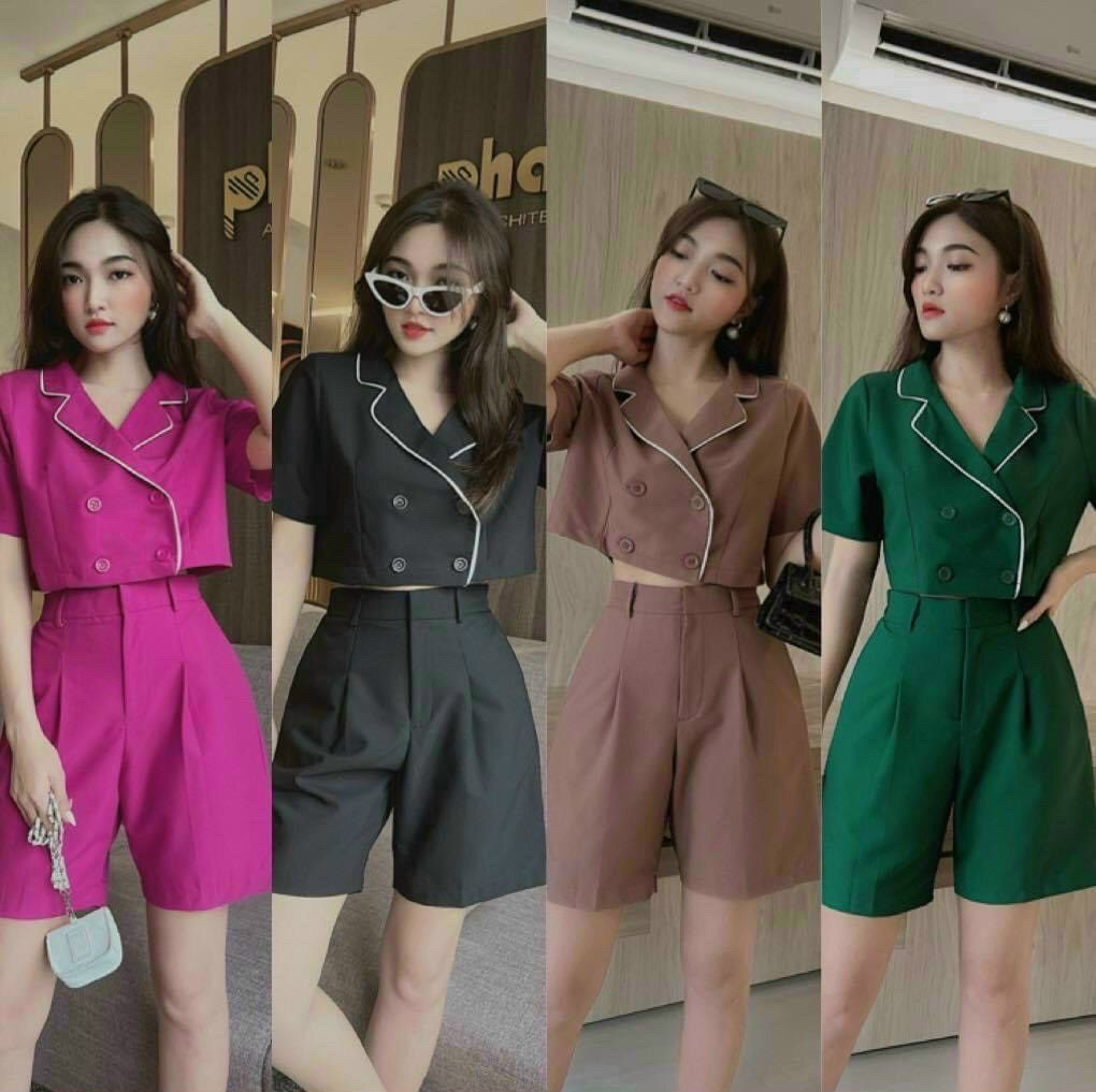 Sét vest đùi viền né 4 màu siêu xinh chất cotton lạnh-qc