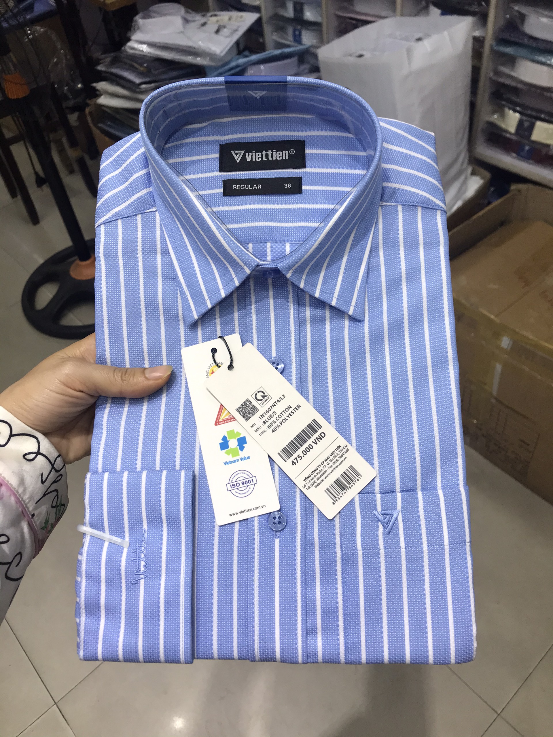 Áo sơ mi Việt Tiến dài tay chính hãng