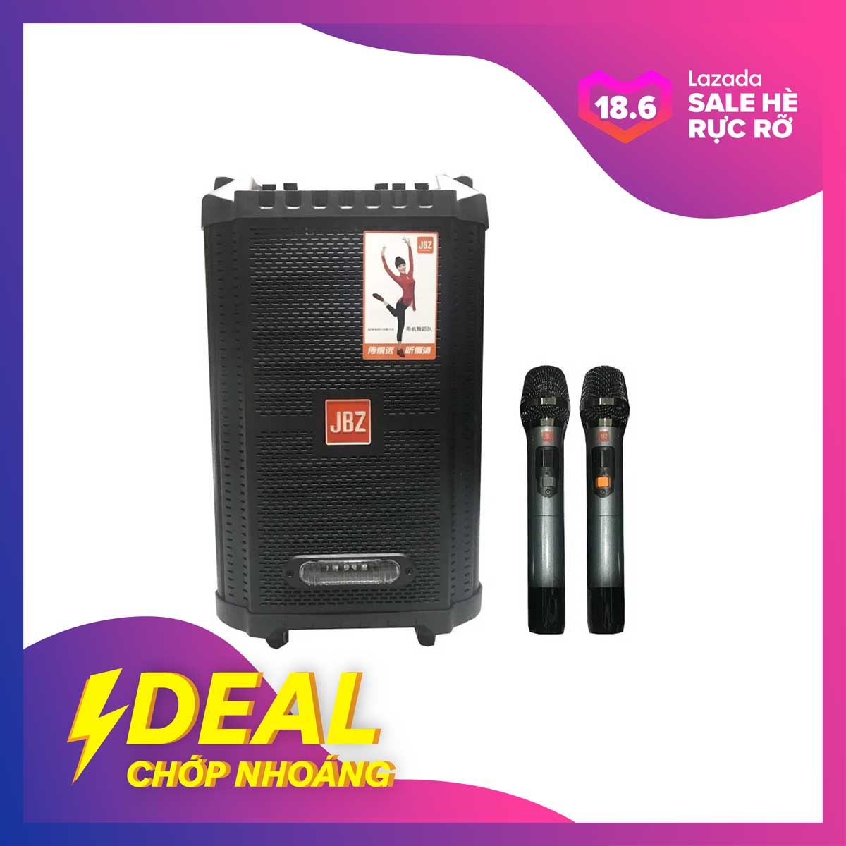 [Có video] Loa kéo JBZ JB 0806 vỏ gỗ bass nén - Bảo hành 6 tháng + Tặng 2 micro kim loại cao cấp