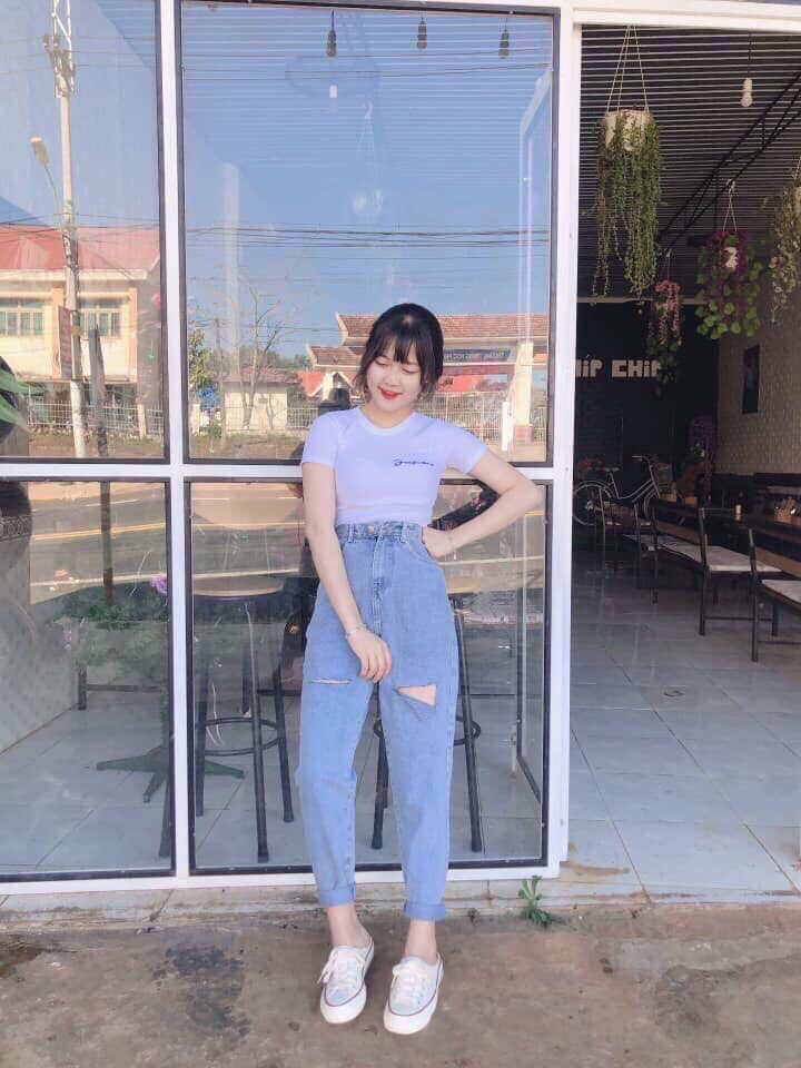 [ BĐT ] QUẦN BAGGY JEAN NỮ CAO CẤP BABO LƯNG SIÊU CAO RÁCH NGANG VẠT MÀU XANH HOT ỐI DỒI ƠI LUÔN-NY90