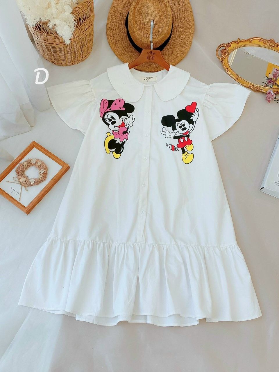 Đầm babydoll in hình dễ thương xinh sắn