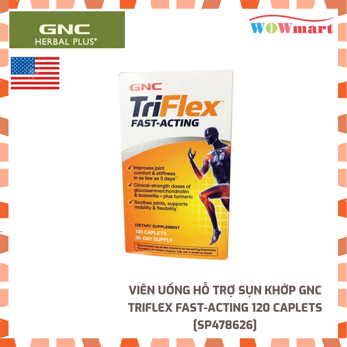 Viên uống hỗ trợ sụn khớp GNC TriFlex Fast-Acting 120 Caplets