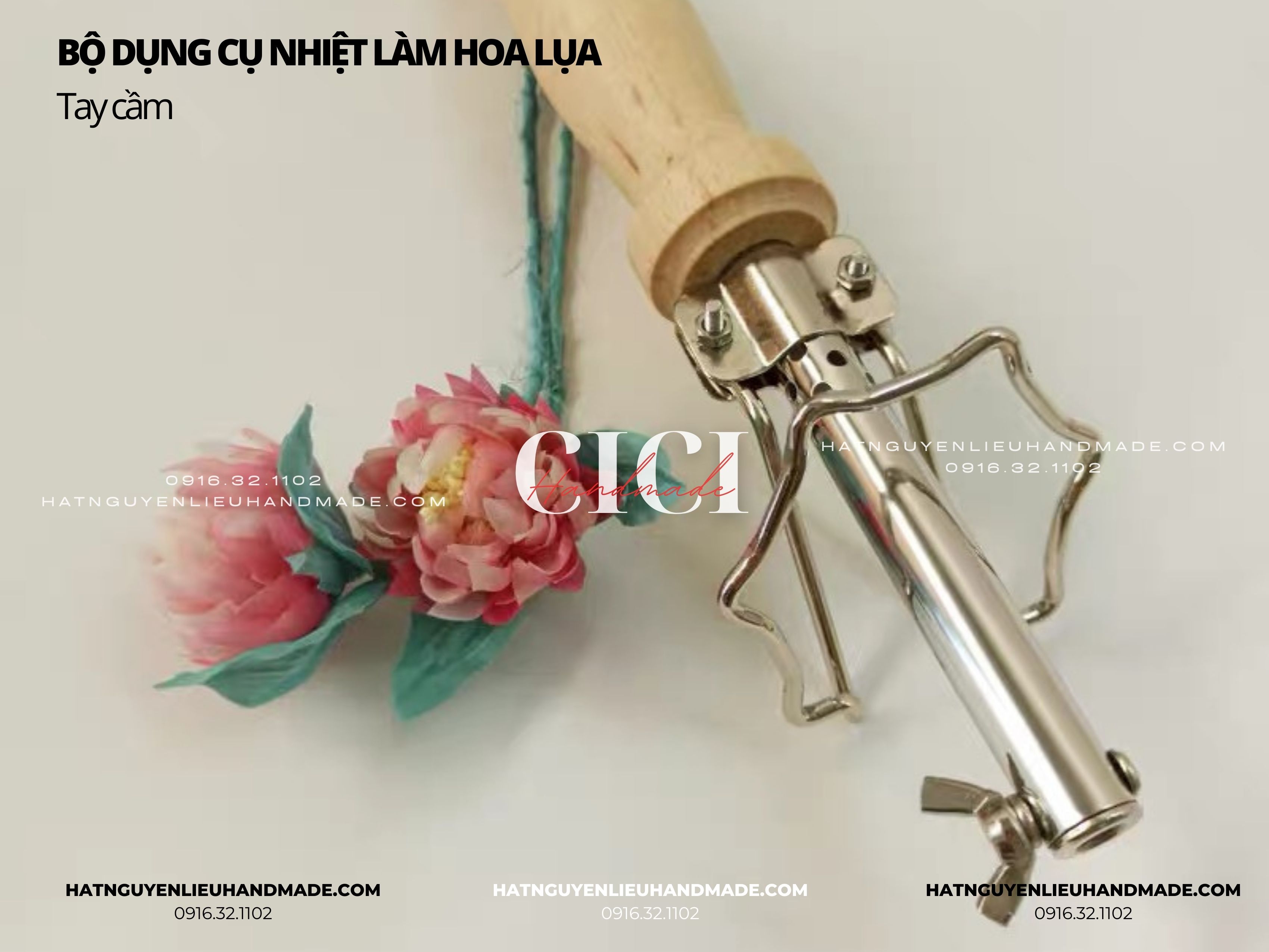 Tay cầm cán gỗ, thanh nhiệt lẻ dụng cụ nhiệt làm hoa lụa hoa vải