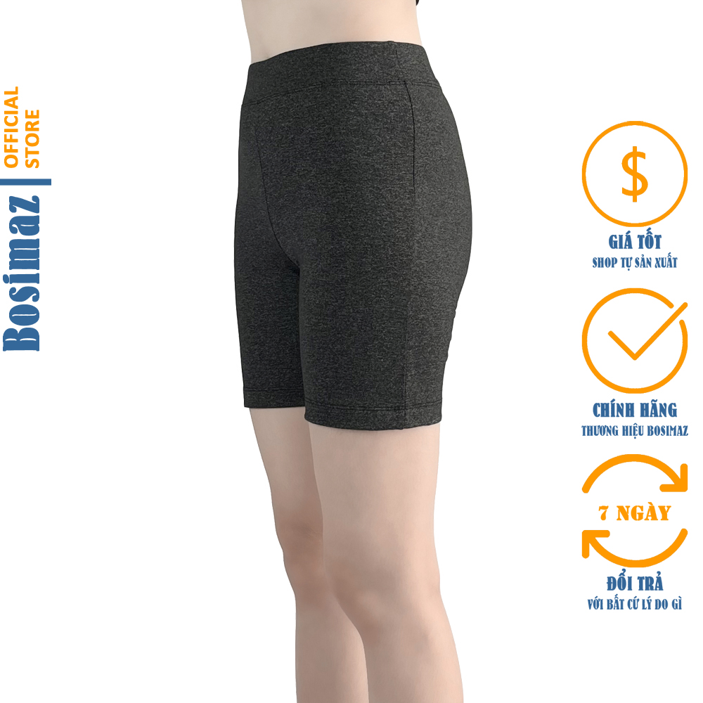Quần Legging Nữ Bosimaz MS348 đùi không túi màu tiêu xám đậm, thun co giãn 4 chiều, vải đẹp dày, thoáng mát không xù lông.