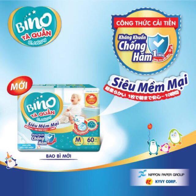 [Tặng kèm 8 miếng] Tã quần bino cao cấp M60 +8 / L54 +8 / XL48 +8 / XXL44 +8