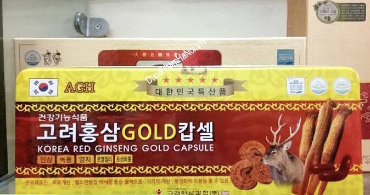 Viên đạm tổng hợp hồng sâm nhung hươu linh chi AGH hộp vàng Hàn Quốc