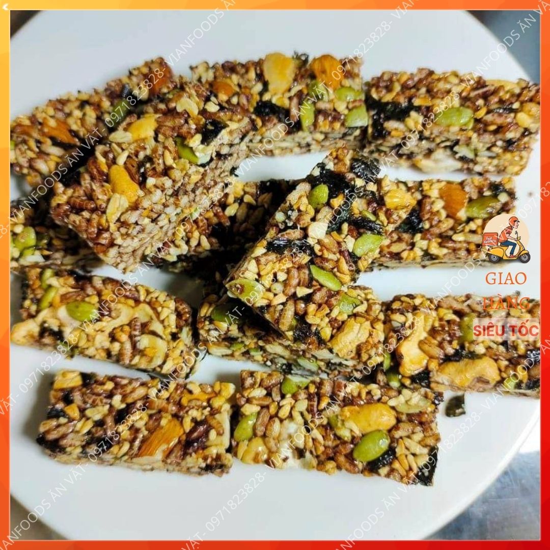 Thanh gạo lứt ngũ cốc vian foods cơm gạo lức rong biển- ăn vặt, ăn kiêng, giảm cân- túi 100g- đồ ăn vặt