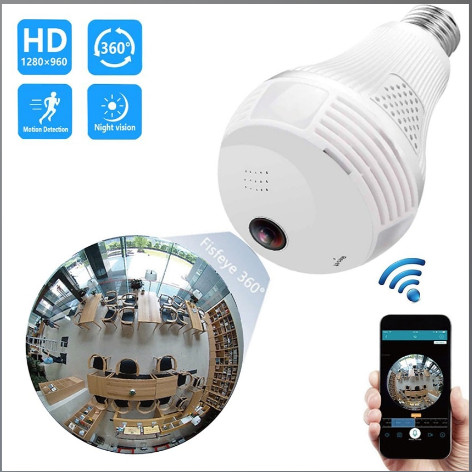 Camera wifi app Ipc360 Pro thiết kế dạng bóng đèn - Tính năng báo động chống trộm - Góc nhìn bao quát - Camera nguỵ trang bảo vệ ngôi nhà bạn
