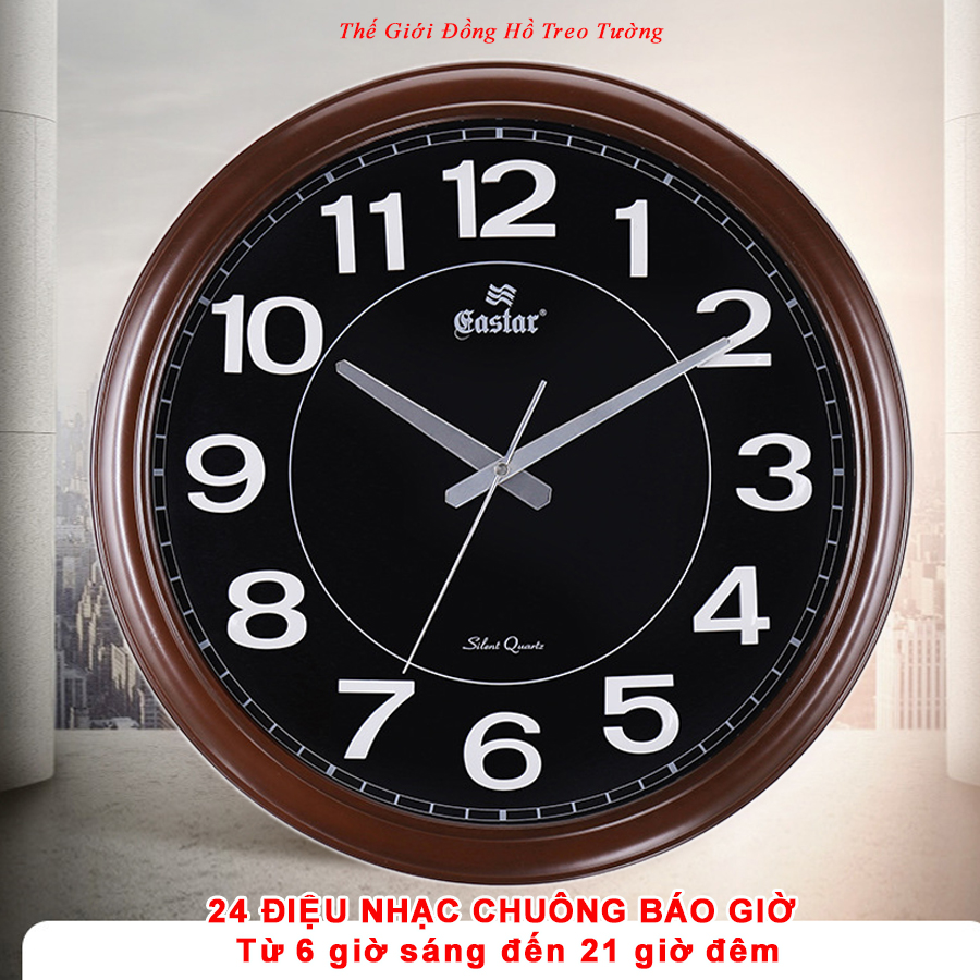 Đồng hồ NHẠC CHUÔNG 16 điệu NHẠC GÕ Báo Giờ - Máy KIM TRÔI EASTAR NHẬT - Số Nổi 3D - Tặng 3 Pin Maxell
