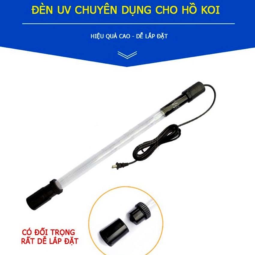 Đèn uv baoyu by 24w, dài 47.5cm, diệt khuẩn, diệt tảo, rêu để trong ngăn lọc hồ cá, bể cá, hồ koi, cá rồng, bể ngoài trời...