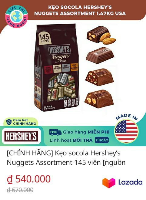 kẹo socola hershey's usa