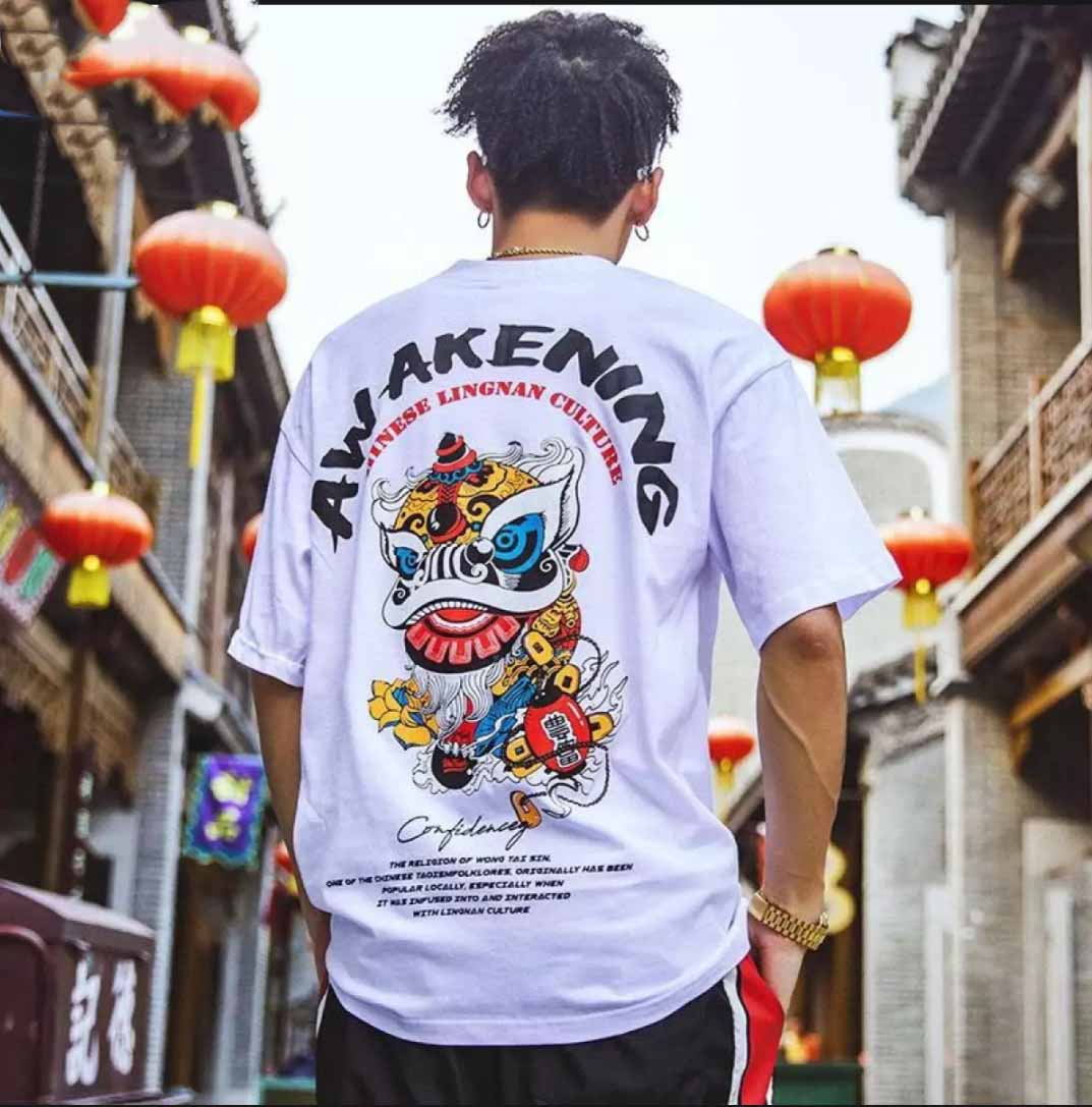 XẢ HÀNG - ĐỒNG GIÁ 19K Áo Thun Nam Form Rộng In Hình Kỳ Lân Độc Đẹp Vải Dày Mịn Thoáng Mát Thiết Kế Thời Trang Kiểu Dáng Năng Động Trẻ Trung ( Trắng )