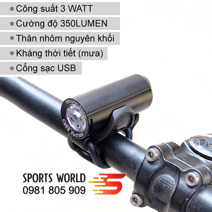 [HCM]Đèn xe đạp siêu sáng RAYPAL-2289 công suất 3 Watt