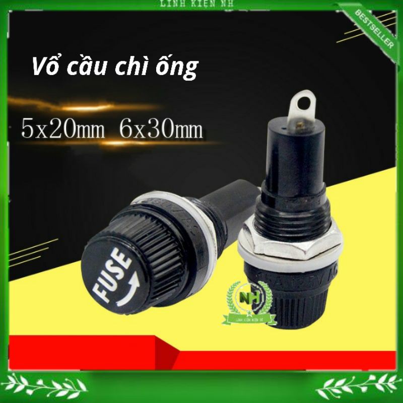(Set 5C) Vỏ cầu chì ống FUSE 5x20/6x30mm 10A-250VAC
