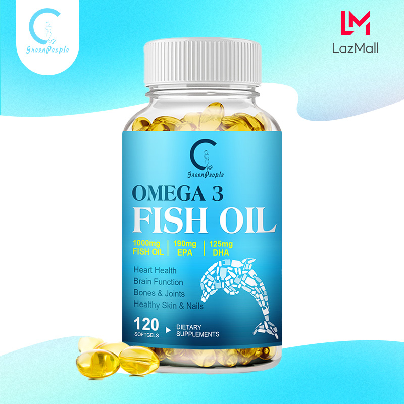 GPGP GreenPeople Dầu cá Omega 3 - bổ sung chế độ ăn uống bổ dưỡng ba - giúp hỗ trợ sức khỏe não và tim, bao gồm EPA và DHA - 3600mg