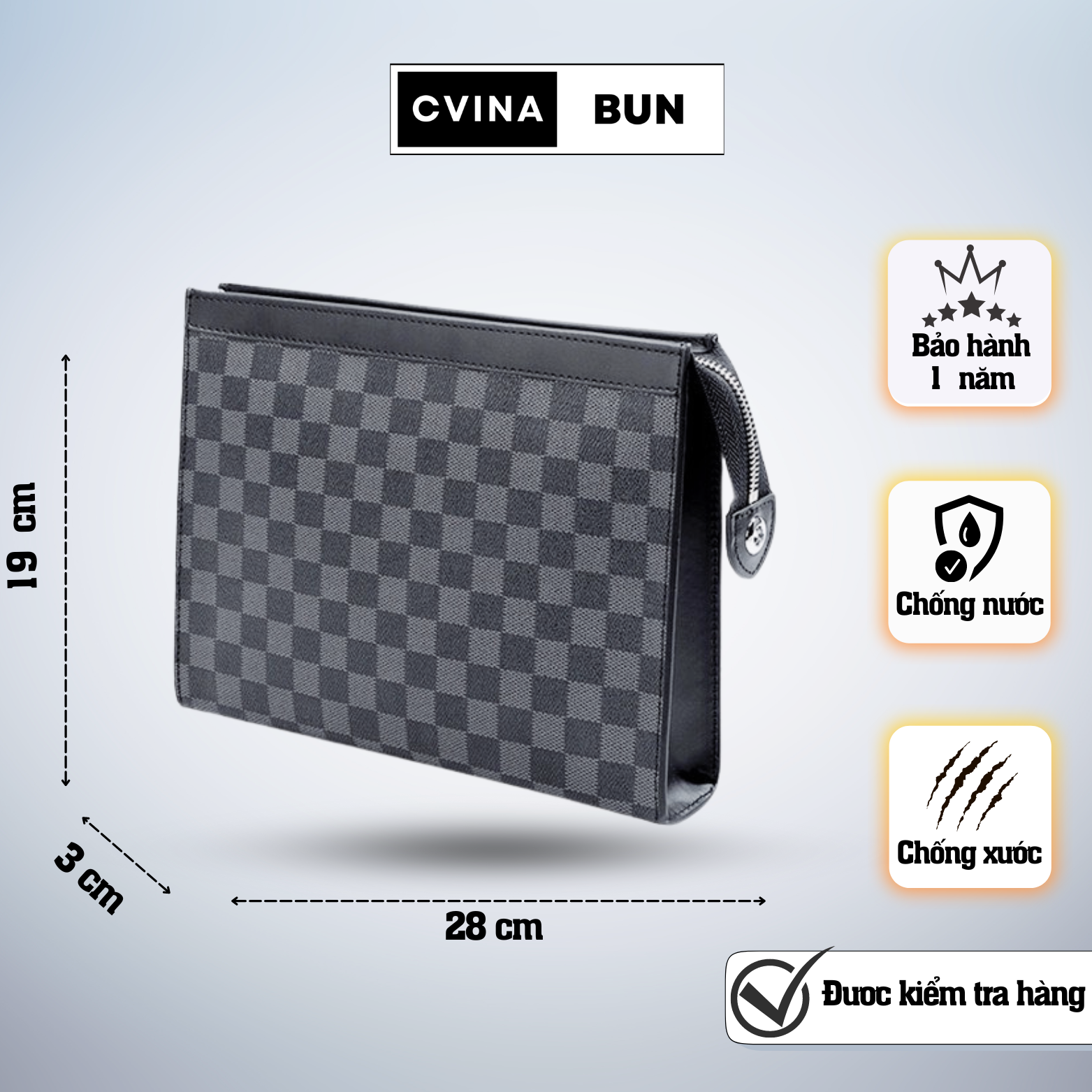 Ví cầm tay thời trang nam cao cấp full hộp da pu cực sang chảnh, cvina_official
