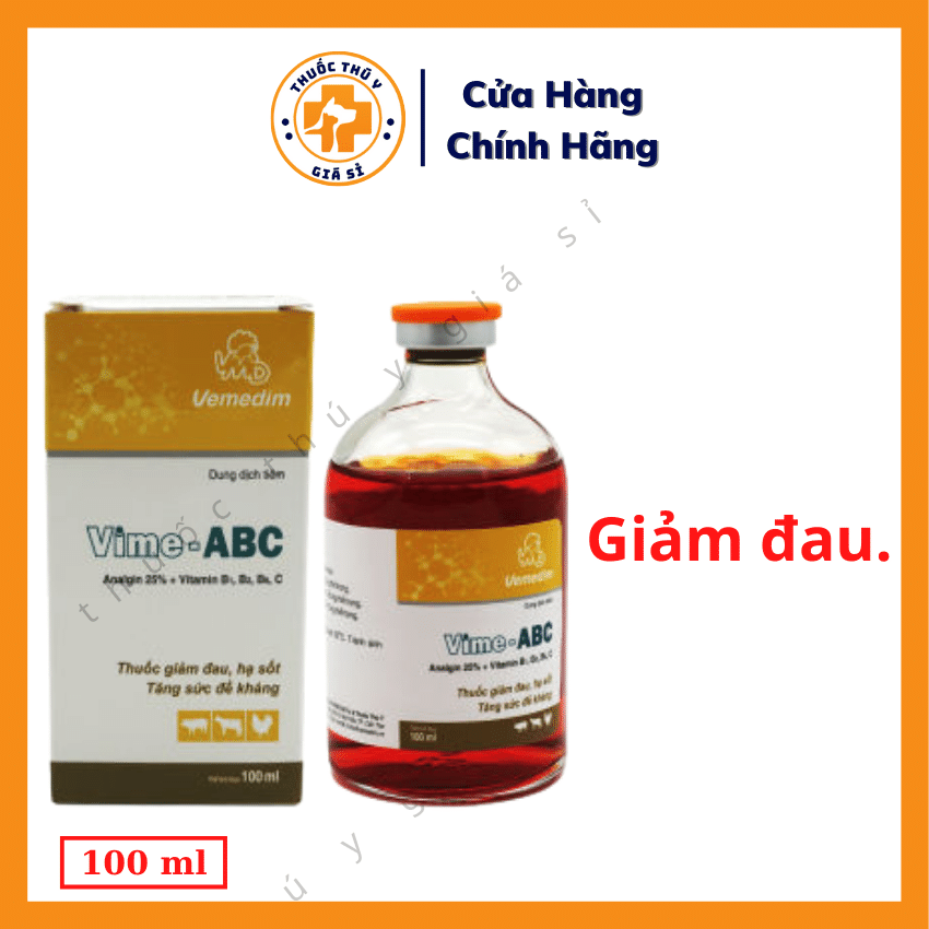"Hoàn tiền đến 10%" Vemedim Vime ABC 100ml - Thuốc Giảm Đau, Hạ Sốt, Tăng Sức Đề Kháng Cho Heo, Trâu, Bò, Gia Cầm - Thú Y Giá Sỉ