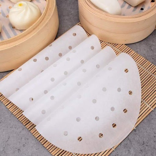 Giấy nến đục lỗ 100 tờ/ thếp lót nồi chiên không dầu, xửng hấp